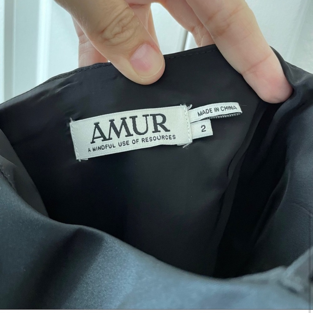 NWT Amur Hallie One Shoulder Ruffle Cocktail Mini Dress in Black sz 2 - Picture 7 of 7